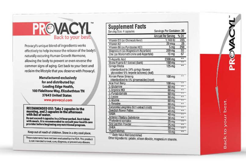 provacyl ingredients lable